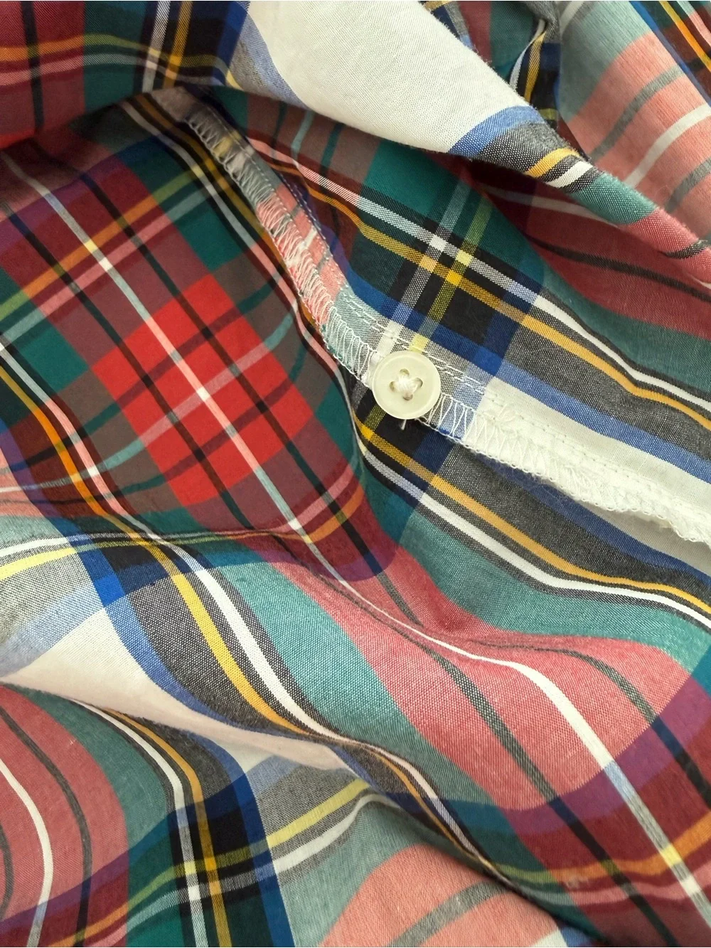 J. Crew Red Plaid Ruffle-Collar Button-Down Shirt